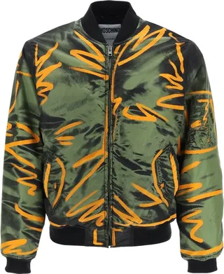 Moschino Graphic-Printed Zipped Bomber Jacket
