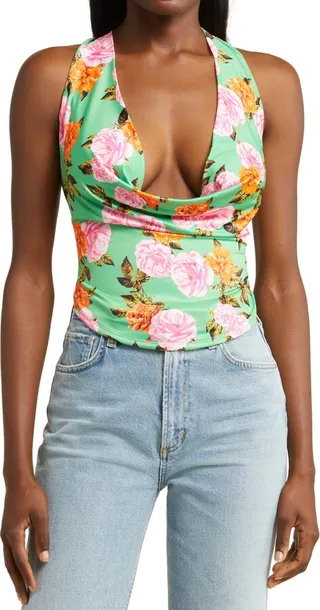 Pax Plunge Cowl Halter Neck Top