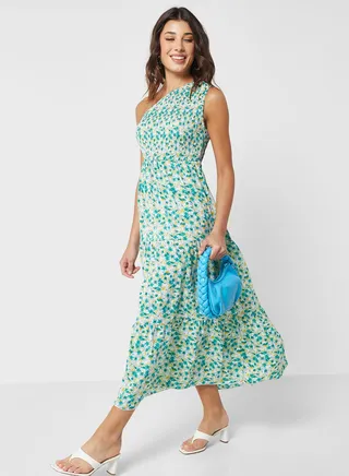 One Shoulder Floral Dress