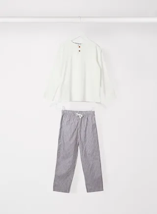 Boys Basic Henley T-Shirt and Pyjama Pants 