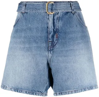 Belted Denim Shorts