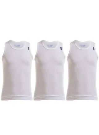 3-Piece Cotton Undershirt Set White 