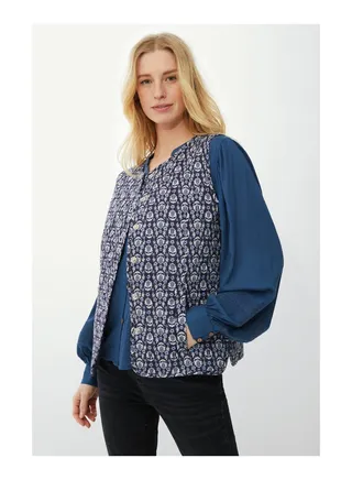 Floral Motif Print Quilted Gilet 