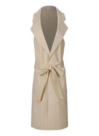Women Solid Color Sleeveless Short Single-breasted Double-Pocket Woolen Jacket 
