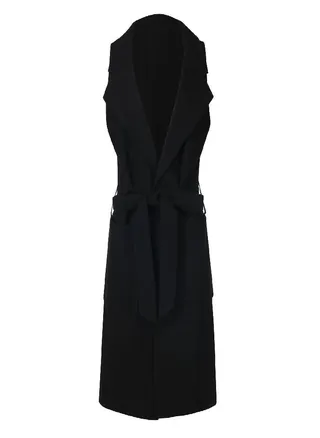 Women Solid Color Sleeveless Short Single-breasted Double-Pocket Woolen Jacket 