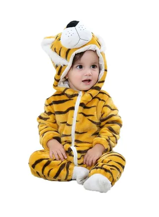 Newborn Baby Hooded Rompers Unisex Winter Flannel Jumpsuit Pajamas Baby Boys and Infant Girls Animal Snowsuits Toddler Onesie Clothes for Infant 0-36 Months 70-120cm 