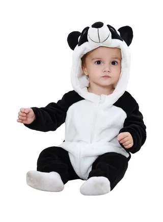 Newborn Baby Hooded Rompers Unisex Winter Flannel Jumpsuit Pajamas Baby Boys and Infant Girls Animal Snowsuits Toddler Onesie Clothes for Infant 0-36 Months 