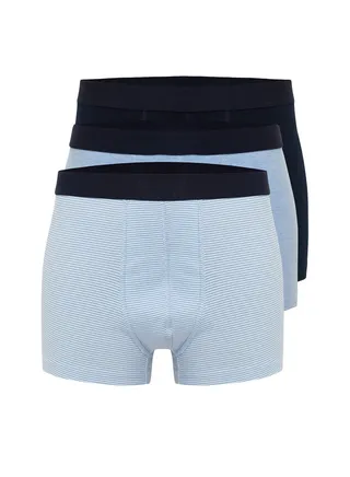 Multicolor Men's Striped-Plain 3-Pack Cotton Boxer 