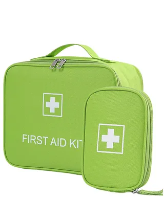 First Aid Kit Bags, 2 Pieces First Aid Bag Empty, Portable Travel Empty Medicine Bags, Medicine Storage Bag, Medical Bag for Emergencies, Medicine Pouch for Outdoor Camping Travel Work Bags (Green) 