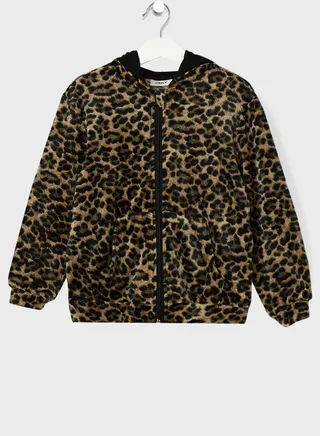 Kids Leopard Print Zip Hoodie 