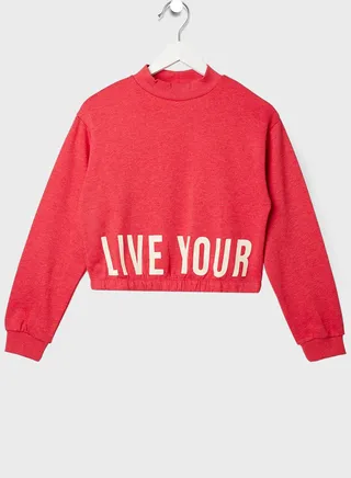 Kids Slogan Cropped Sweatshirt 