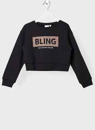 Kids Bling Cropped Sweatshirt 