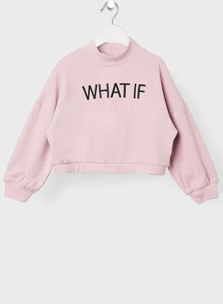 Kids Slogan Long Sleeve Sweatshirt 