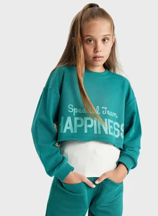 Kids Text Print Sweatshirt 