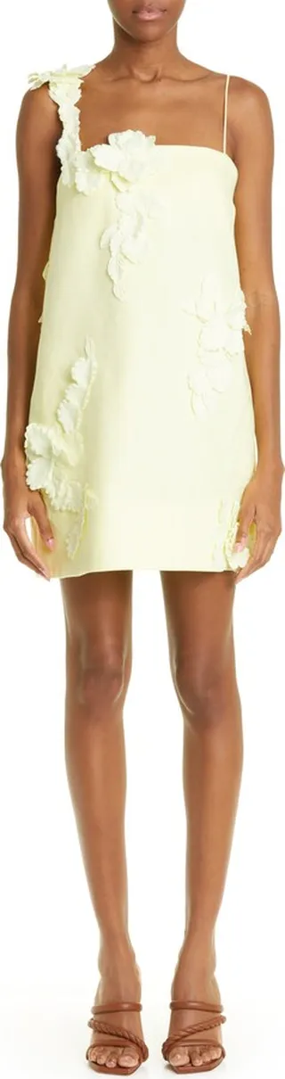 High Tide 3D Floral Appliqué Linen Minidress