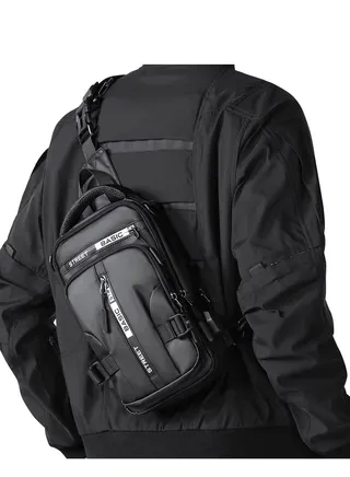 Sling Bag For Men Shoulder Crossbody, Backpack Waterproof Gadget Organizer Chest Bag For Travel Bag Anti-Theft Side Chest Bag With USB Charging Port & External Mobile Zipper Pocket. 