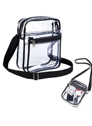 Clear Messenger Bag for Work & Business Travel, Transparent Cross-Body Shoulder Bag Gym Clear Shoulder Tote Bag with Front Pocket and Adjustable Strap, Cosmetics Bag Beach Bag Waterproof Makeup Bag 
