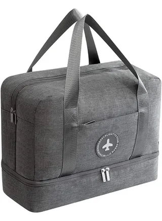 Sports Gym Duffel Bag with Wet Pocket & Shoes Compartment -Grey 