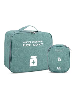 First Aid Kit Bags, 2 Pieces Empty Medicine Bags, First Aid Bag Portable Grey Medical Medicine Bags for Outdoor Camping, Travel, Work 