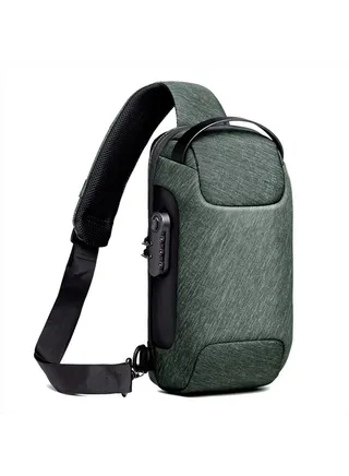 Anti-Theft Sling Bag Chest Shoulder Backpack Crossbody Bags for Men Women Cover Pack Hiking Small Rucksack with USB Charging Port for Business Travel Hiking Bicycle Sport Gym Pack Green 