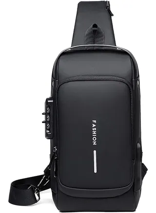 Anti-theft Sling Bag Business Men Bag Chest Crossbody bags with USB Charging Port Waterproof Small Backpack for Outdoor Work Hiking Running Sport Travel Bag 