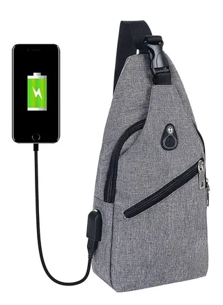 Sling Bag Chest Bag With Usb Charging Port Men Lightweight Crossbody For Hiking Cycling Traveling 