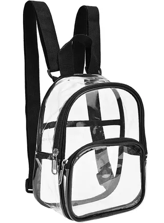 Transparent mini backpack waterproof transparent for work, safe travel, concerts, and sporting events. 