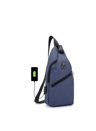 Sling Bag Chest With Usb Charging Port Men Lightweight Crossbody For Hiking Cycling Traveling 