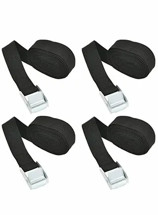 4 Pcs Fastening Straps with Buckle, 2.5m x 2.5cm Heavy Duty Tie Down Adjustable Tension Polypropylene Webbing Lashing for Bike, Motorcycle, Car, Auto 