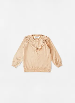 Baby Ruffle Detail Sweatshirt Light Brown 