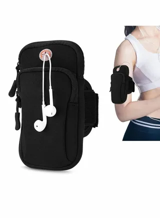 Running Armband Phone Holder Bag, Fitness with Adjustable Band & Headphone Slotfor, Waterproof Sport Arm Bag for iPhone, Ideal Jogging, Yoga, Hiking, Runing Camping 