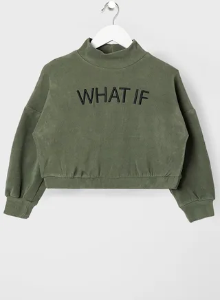 Kids Slogan Long Sleeve Sweatshirt 