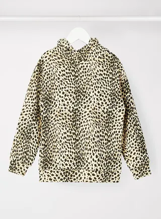 Girls Animal Print Long Sleeve Hoodie Brown 