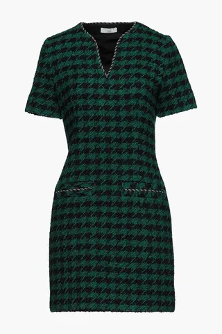 Clyo embellished houndstooth bouclé-tweed mini dress