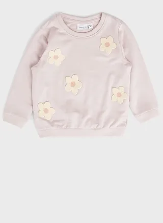 Kids Flower Applique Sweatshirt 