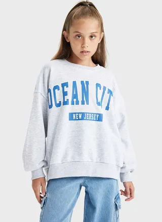 Kids Text Print Sweatshirt 