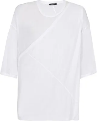 Longline double-thickness cotton T-shirt