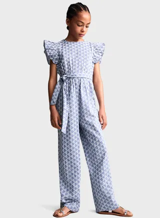 Kids Printed Belted Jumpsuit 