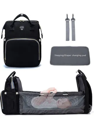 5-Piece Diaper Backpack With Foldable Baby Bed Set 