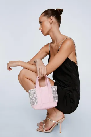 Nasty Gal Womens Embellished Mini Diamante Bag