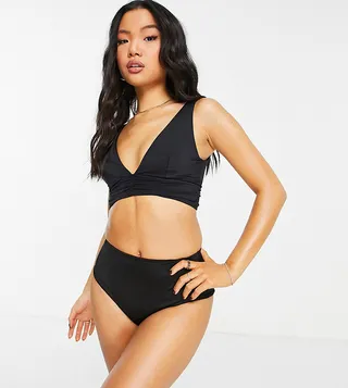 ASOS DESIGN Petite mix and match high leg high waist bikini bottom in black