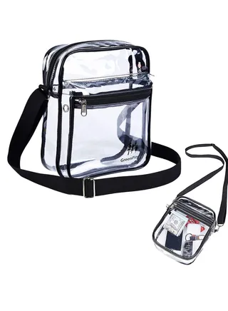 Clear Messenger Bag for Work & Business Travel, Transparent Cross-Body Shoulder Bag Gym Clear Shoulder Tote Bag with Front Pocket and Adjustable Strap, Cosmetics Bag Beach Bag Waterproof Makeup Bag 