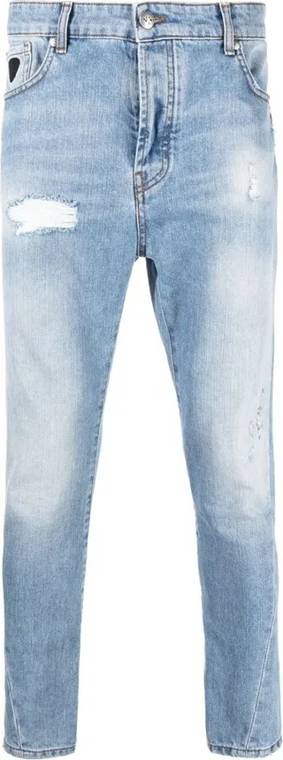 Slim-Cut Distressed Jeans