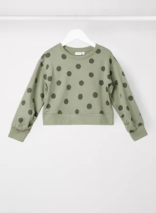 Girls Polka Dot Long Sleeve Sweatshirt Green 
