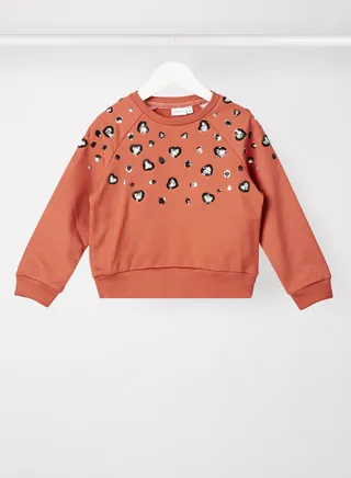 Girls Sequin Long Sleeve Sweatshirt Red 