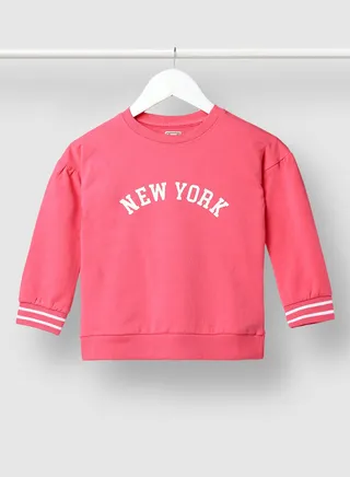 Girls Crew Neck Long Sleeve Sweatshirt Pink 