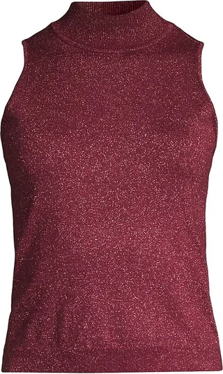 Shimmering Mock Turtleneck Sleeveless Top