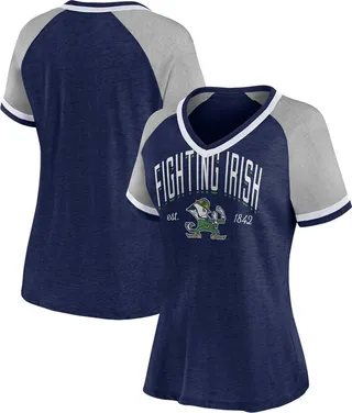 NCAA Notre Dame Fighting Irish Women's Gray V-Neck Raglan T-Shirt - XL