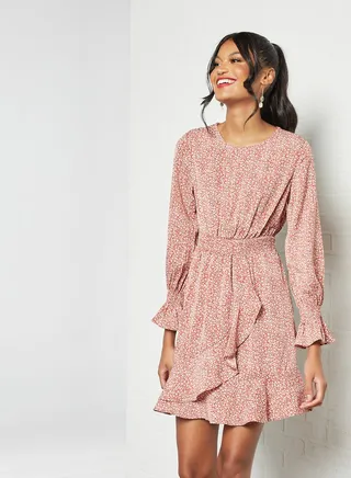 All-Over Print Mini Dress Red 