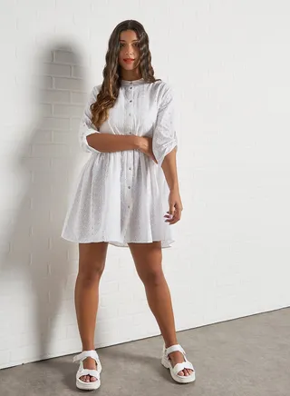 Anglaise Shirt Dress White 